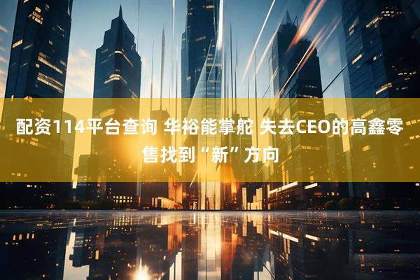 配资114平台查询 华裕能掌舵 失去CEO的高鑫零售找到“新”方向